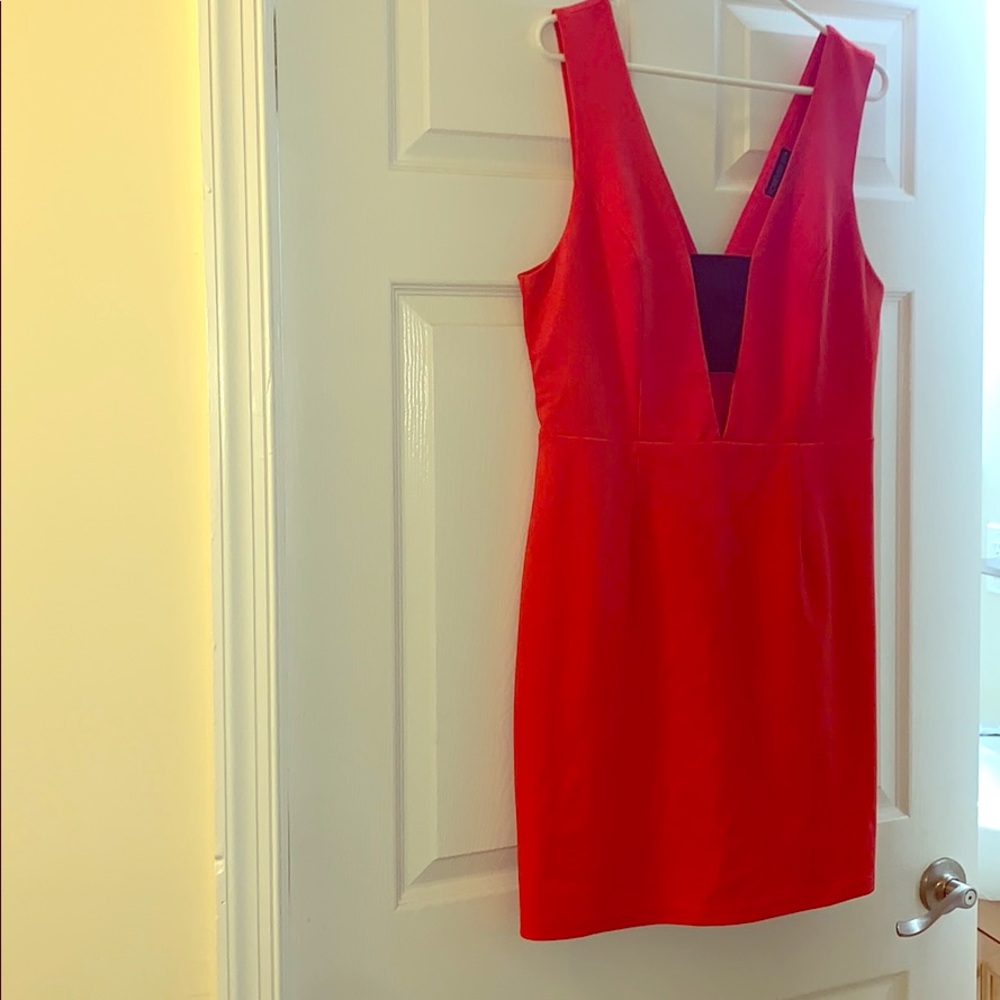Deep V Neck Coral Dress